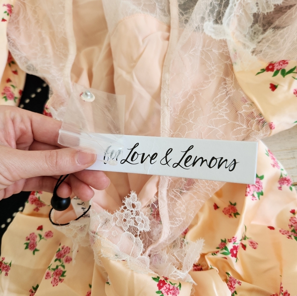 For Love And Lemons Aster Floral Mini Dress Peach NWT Size Small - Picture 5 of 14